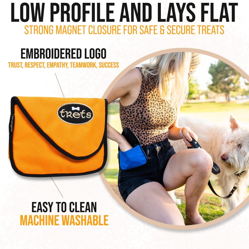 Woofhoof Dog Treat Pouch, Orange Training Treat Pouch - Clip On Dog Treat Holder, Innovative No Spill Design, Magnetic Flap, Expandable Gusset, Made of Durable Nylon, Machine Washable - Image 3